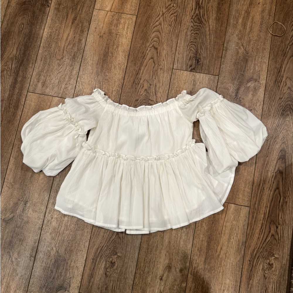 White Ruffled Blouse by Petal Roz - Picture 2 of 4